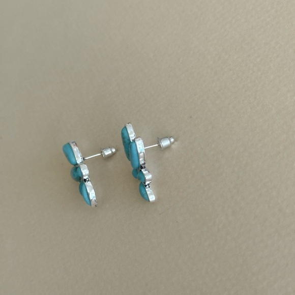 Flower Turquoise Earrings N1747 - Picture 3 of 3